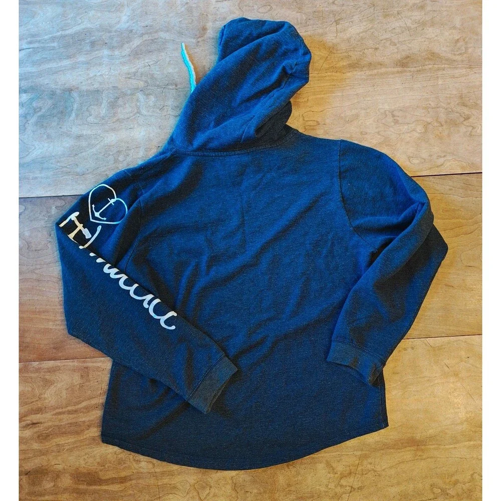 Bermuda Hoodie – Davisons of Aruba, Navy, Size Medium, Nautical Heart Anchor - Picture 6 of 7